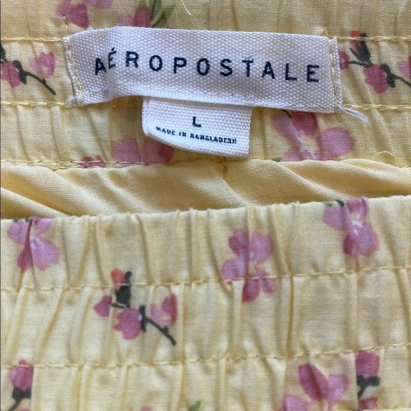 Aeropostale Cottagecore Yellow Eyelet Mini Skirt Pink Floral Large - Picture 5 of 6